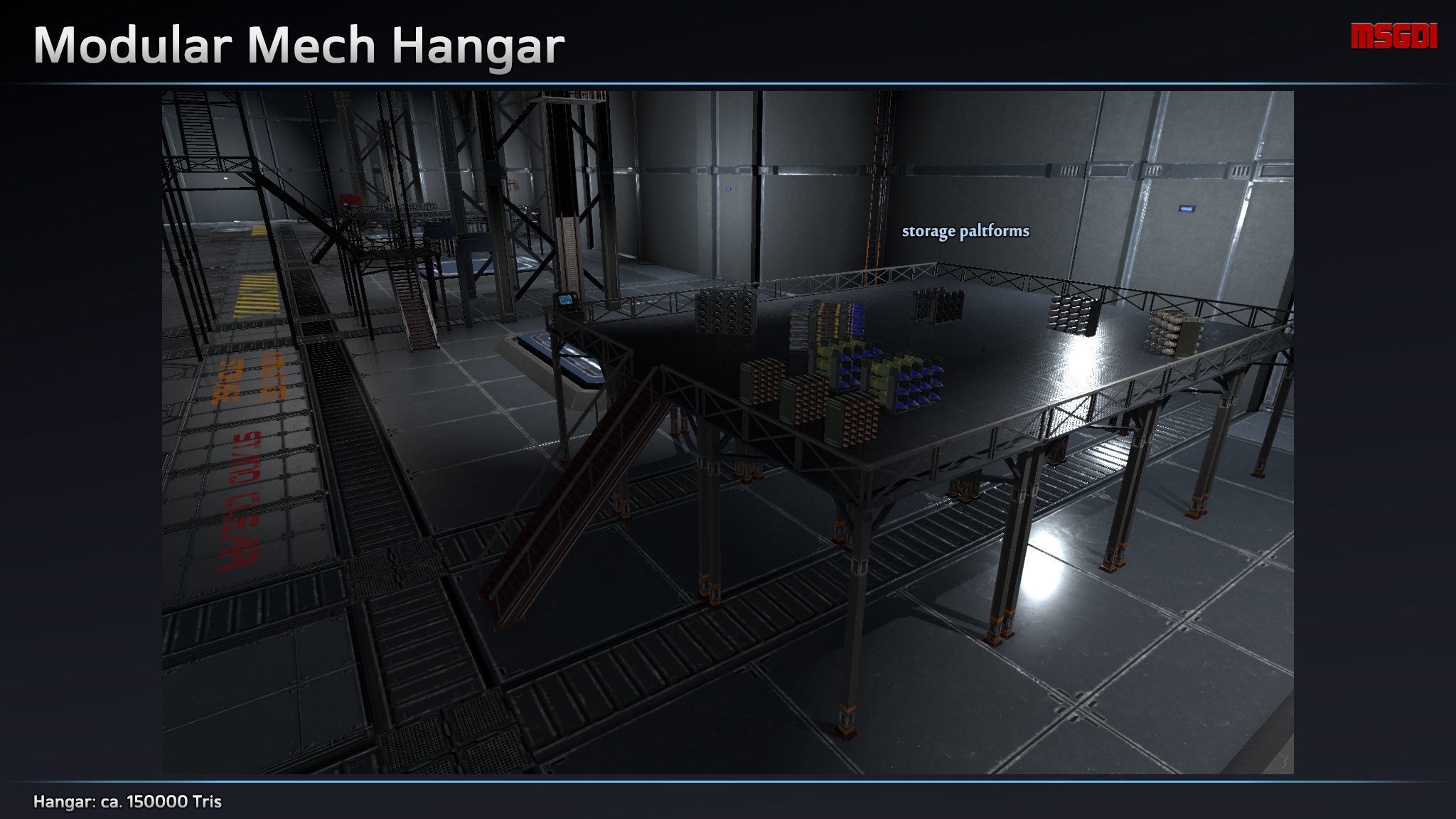 Modular Mech Hangar Low-poly 3D model_3