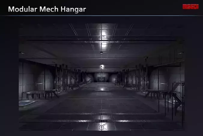 Modular Mech Hangar Low-poly 3D model