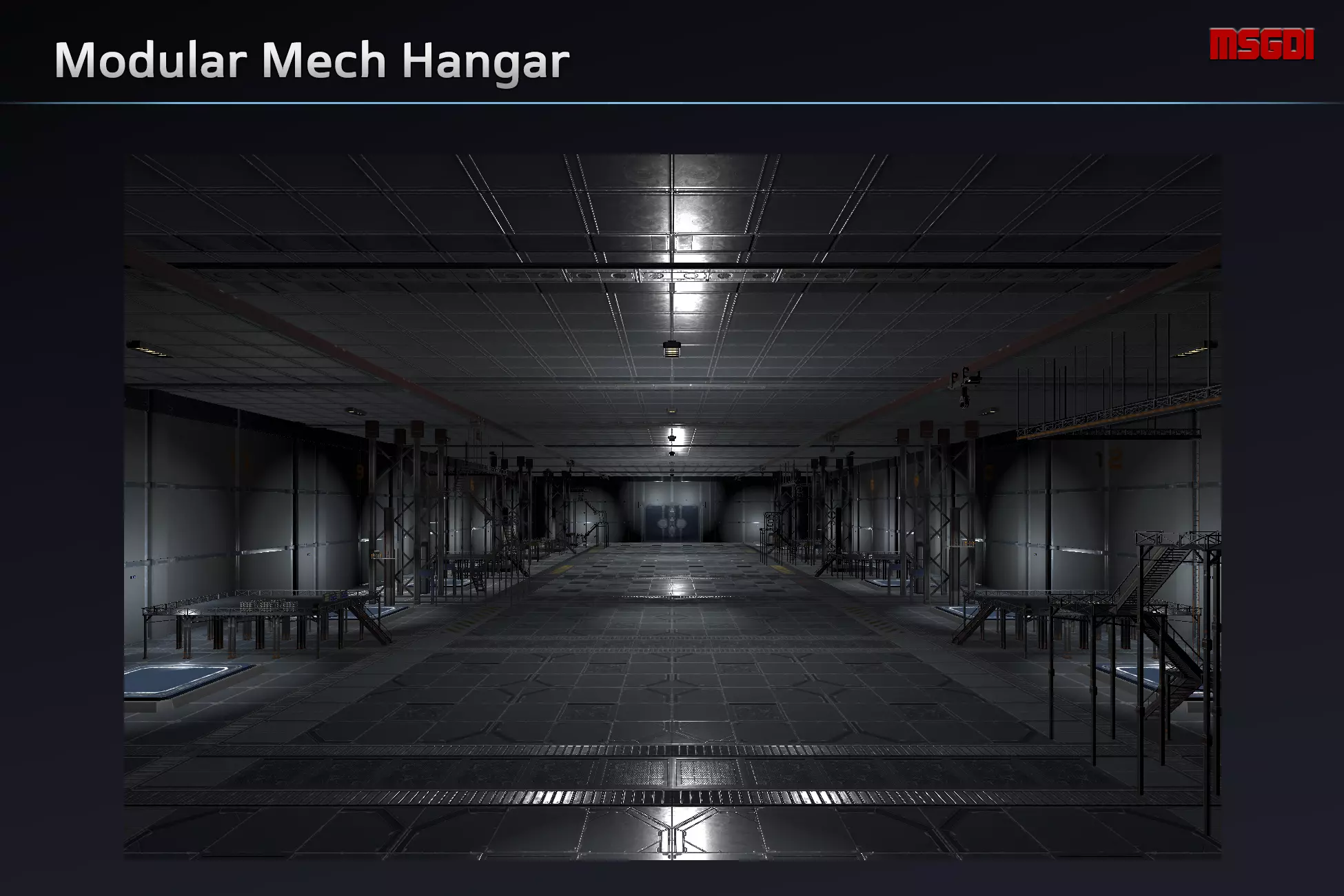 Modular Mech Hangar Low-poly 3D model_0