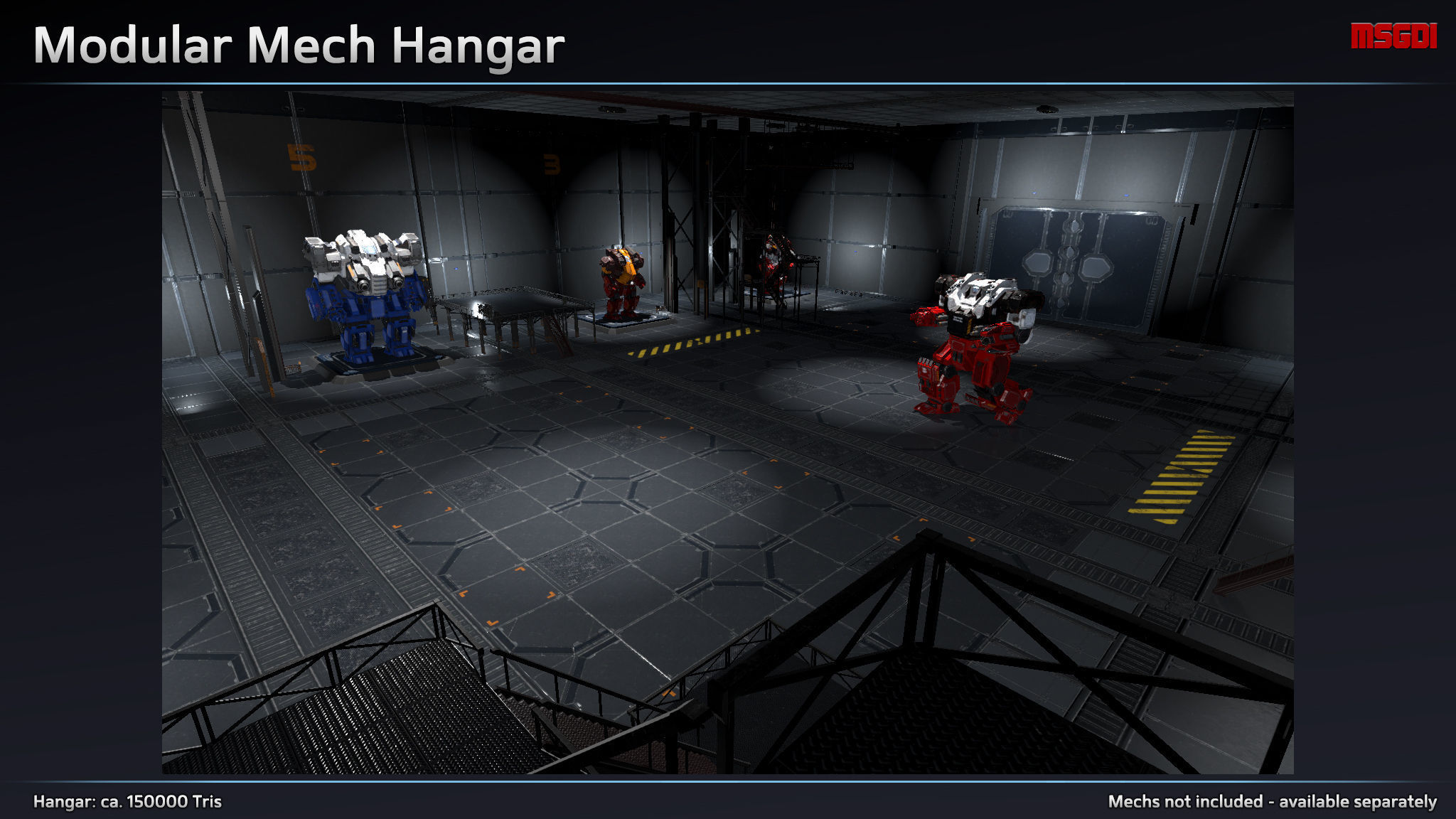 Modular Mech Hangar Low-poly 3D model_1