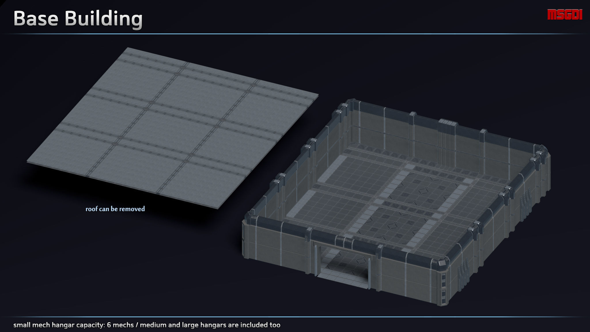Modular Mech Hangar Low-poly 3D model_4