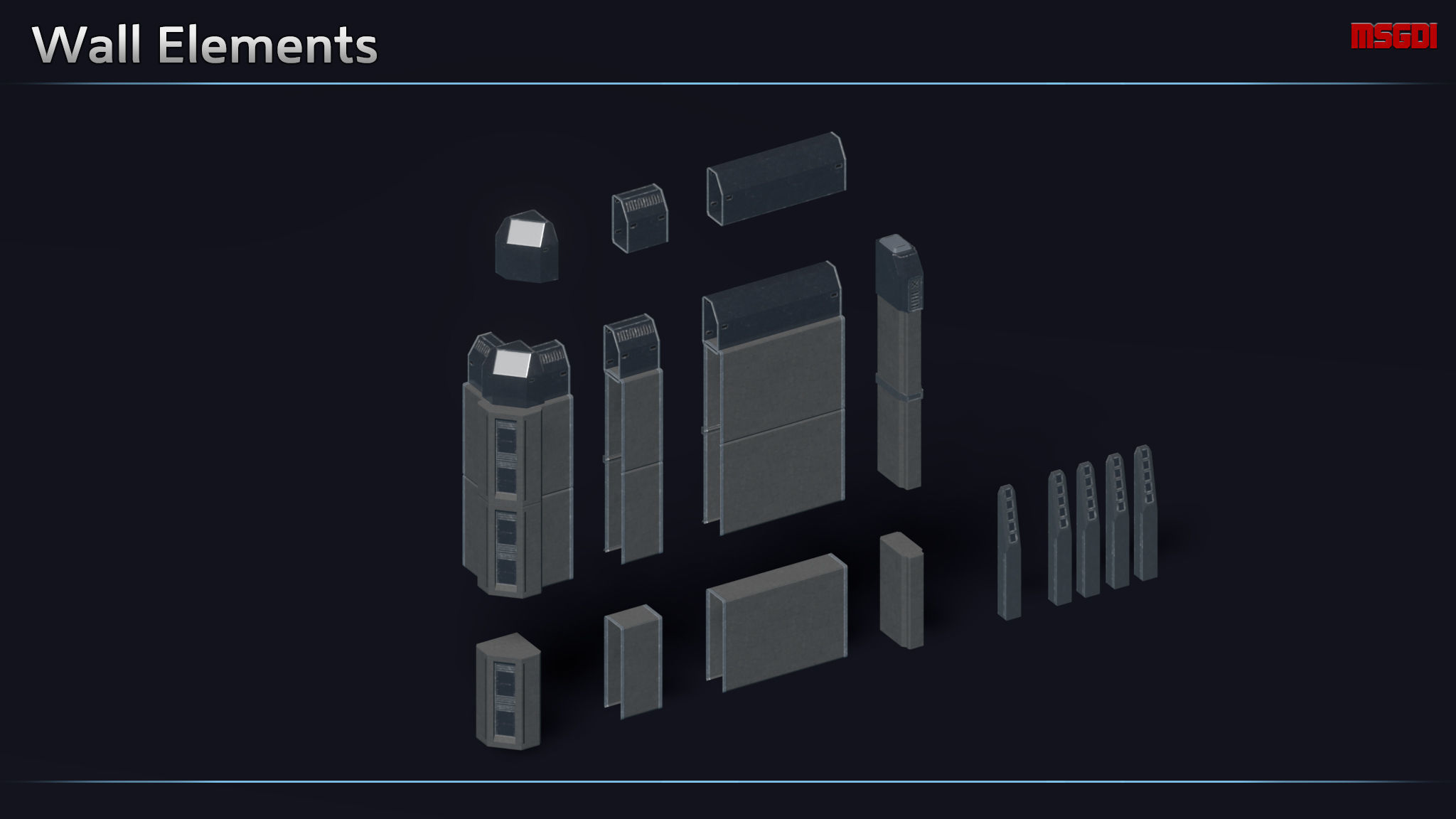 Modular Mech Hangar Low-poly 3D model_8