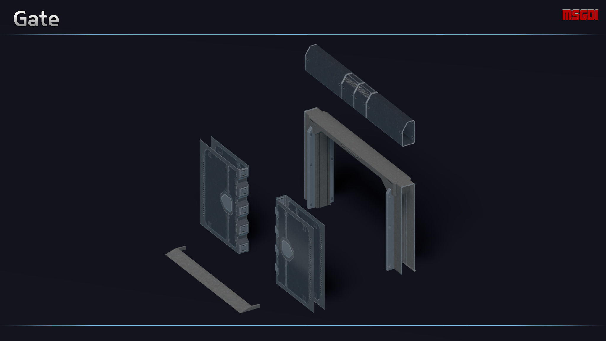 Modular Mech Hangar Low-poly 3D model_7