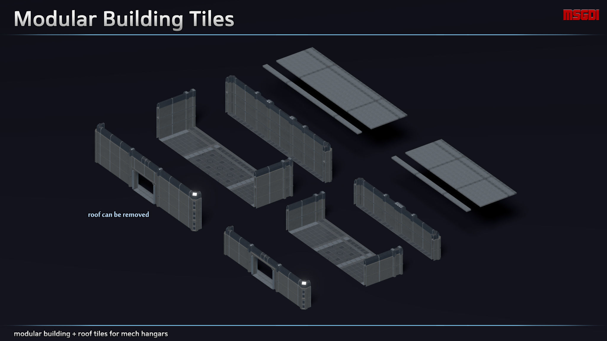Modular Mech Hangar Low-poly 3D model_5