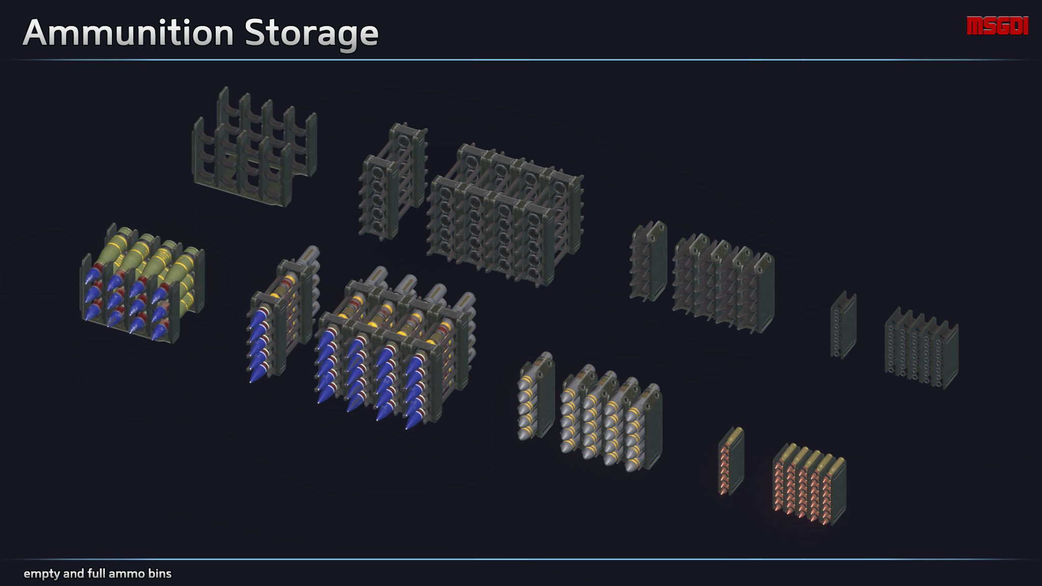 Modular Mech Hangar Low-poly 3D model_11