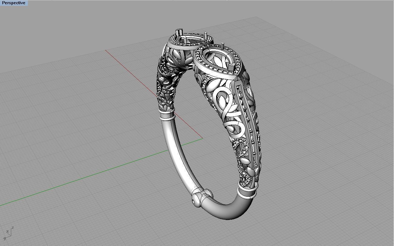 bracelet emerald and gold ring 3D print model_11