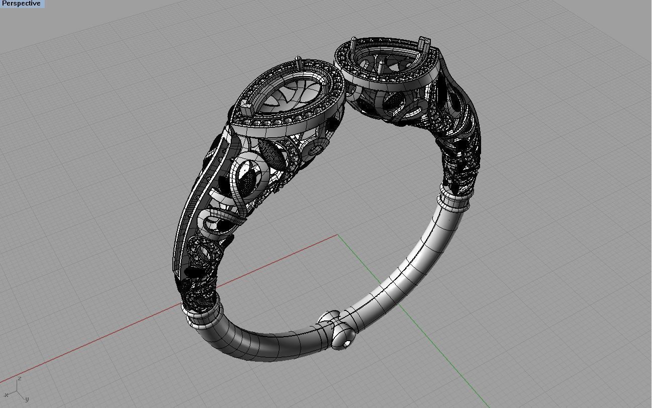 bracelet emerald and gold ring 3D print model_9