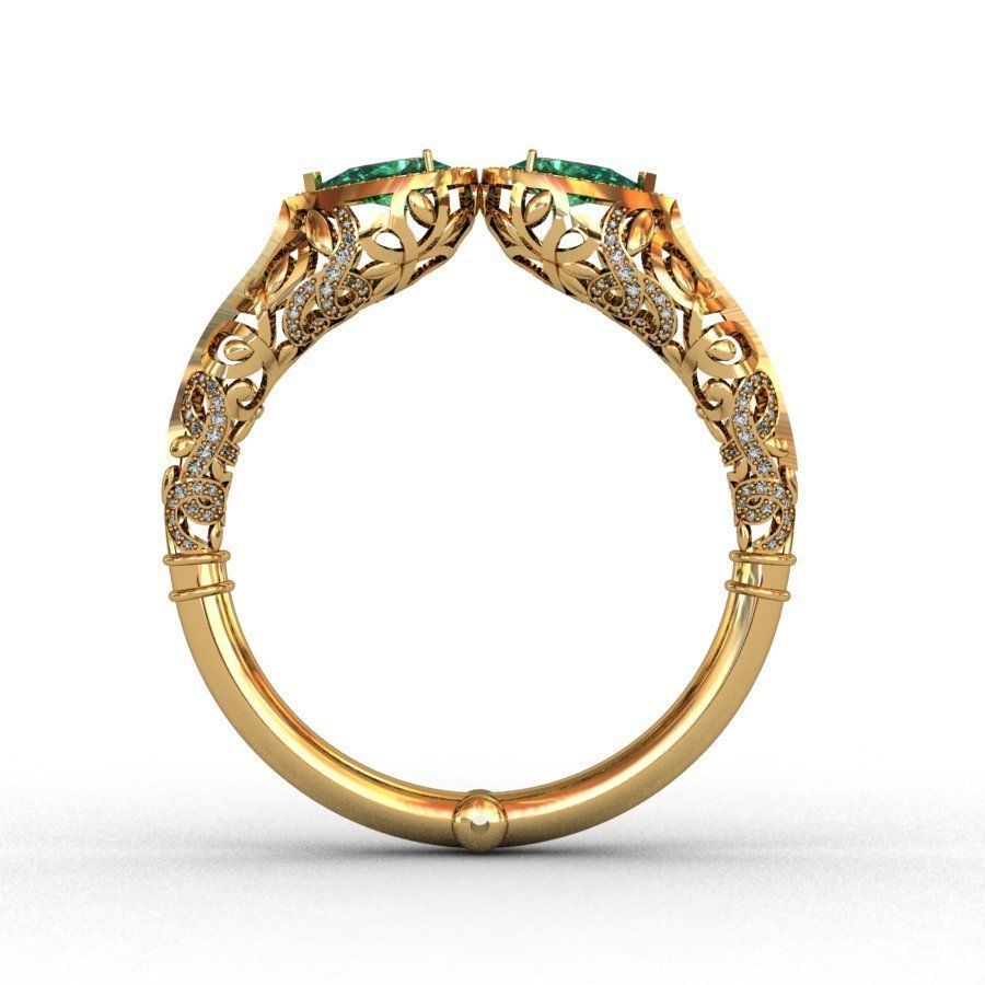 bracelet emerald and gold ring 3D print model_2
