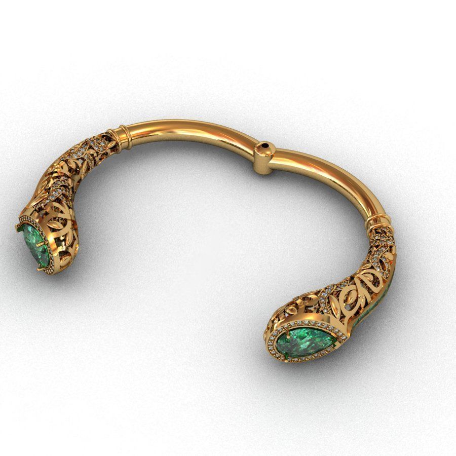 bracelet emerald and gold ring 3D print model_7