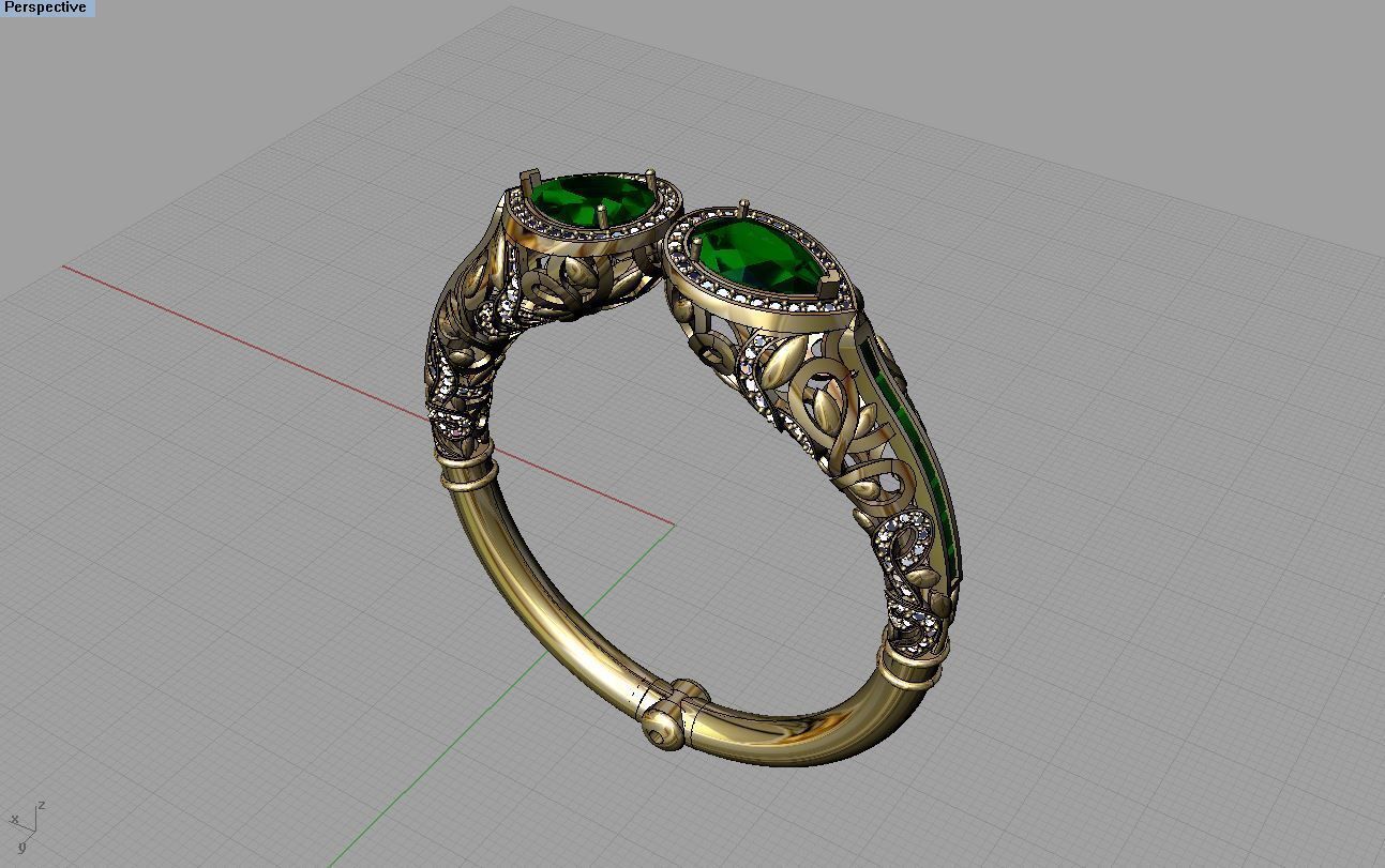 bracelet emerald and gold ring 3D print model_8