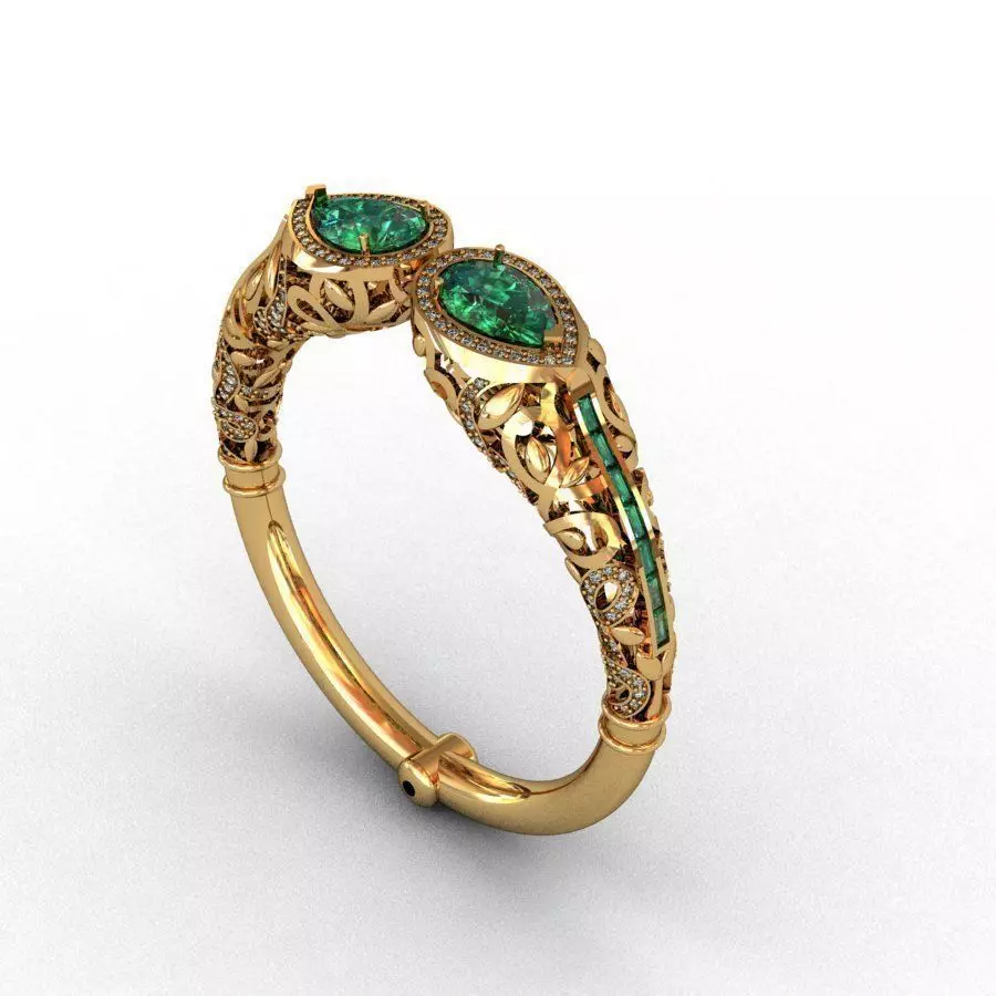 bracelet emerald and gold ring 3D print model_0