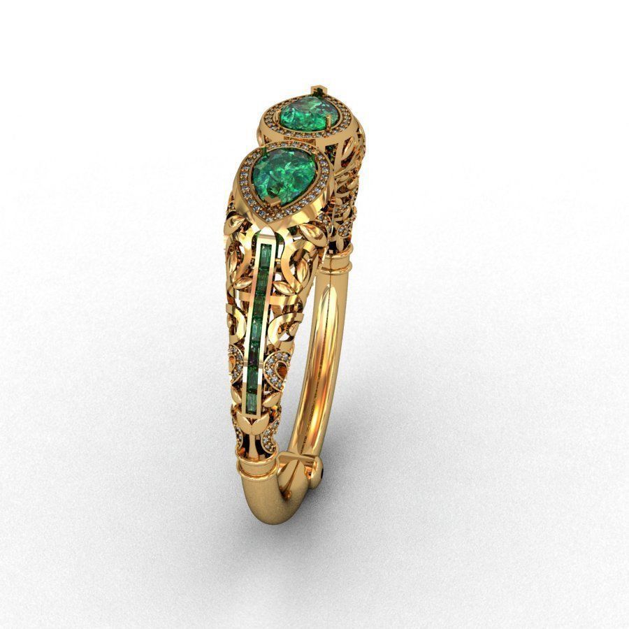 bracelet emerald and gold ring 3D print model_4