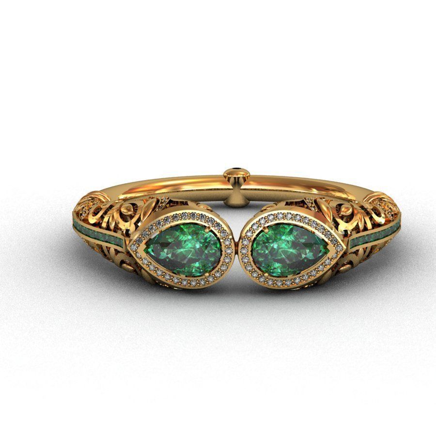 bracelet emerald and gold ring 3D print model_5