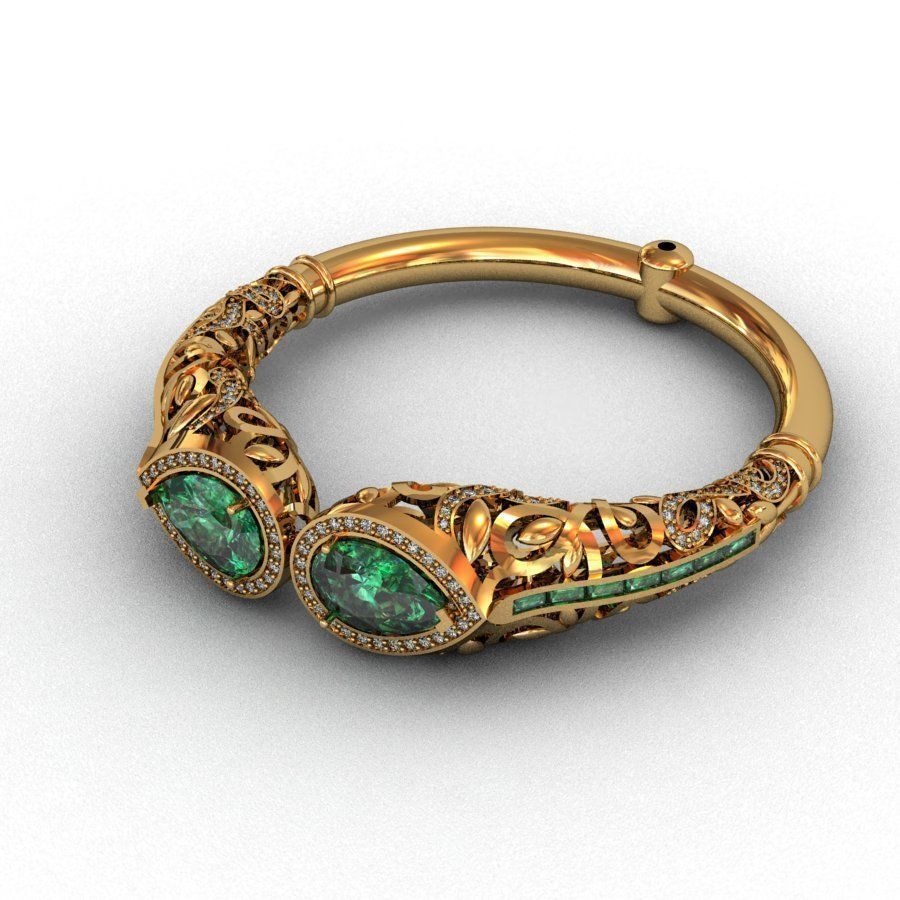 bracelet emerald and gold ring 3D print model_6