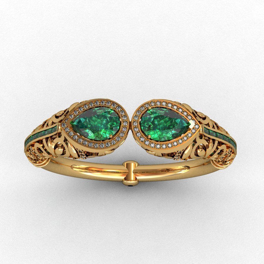 bracelet emerald and gold ring 3D print model_3