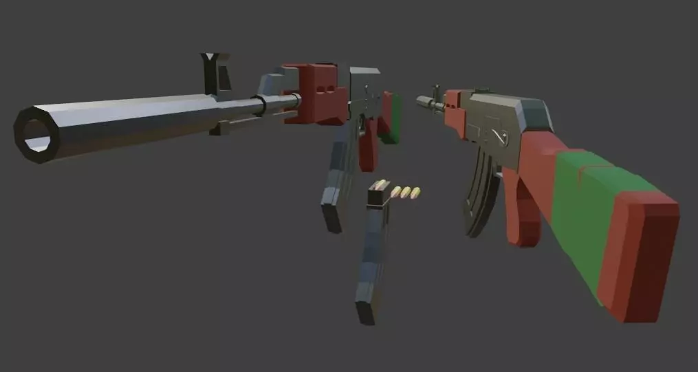 AK47 with Silencer Low-poly 3D model