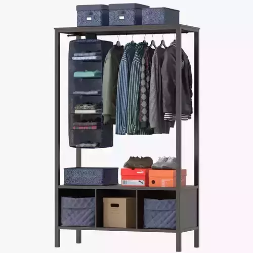 HEMNES Open wardrobe 3D model HEMNES Open wardrobe 3D model