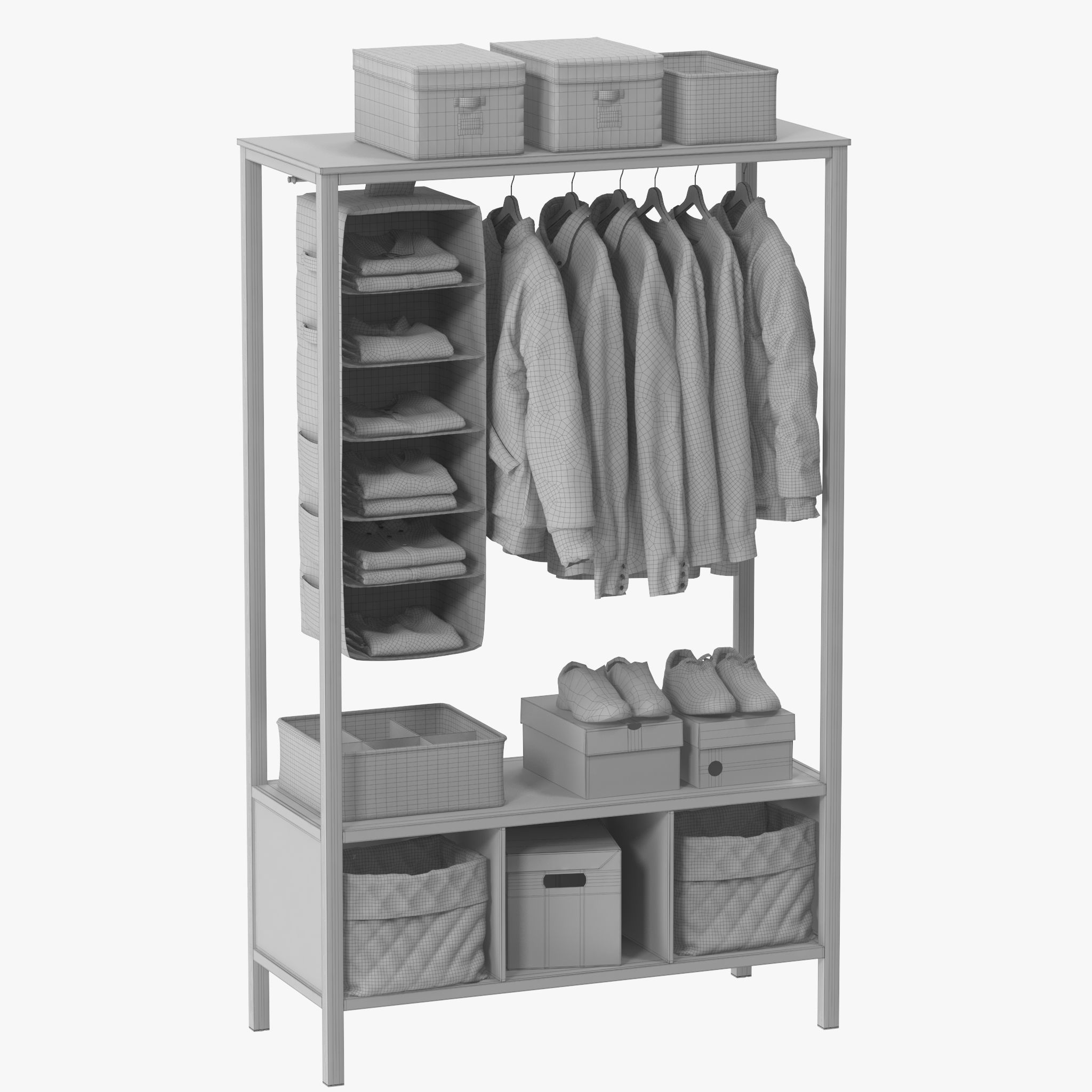 HEMNES Open wardrobe 3D model_12