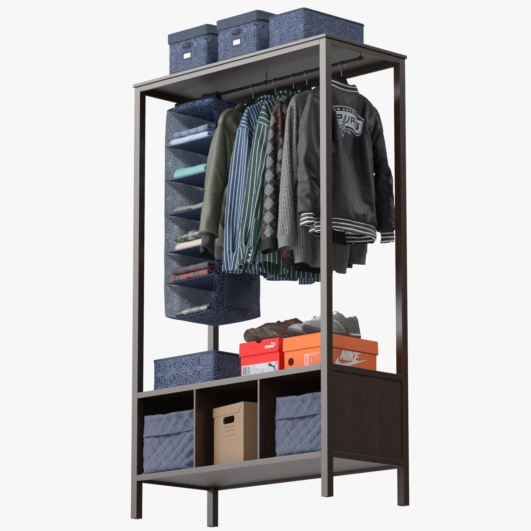 HEMNES Open wardrobe 3D model_6