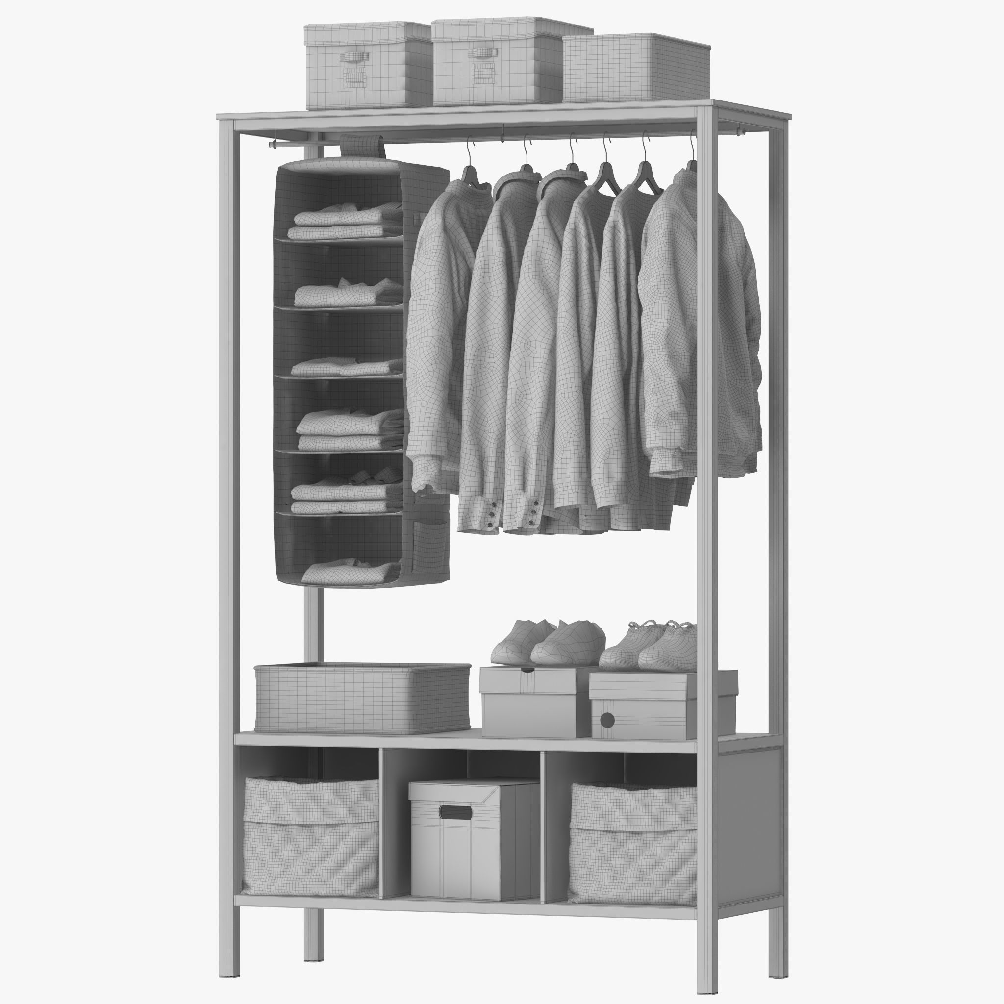 HEMNES Open wardrobe 3D model_11