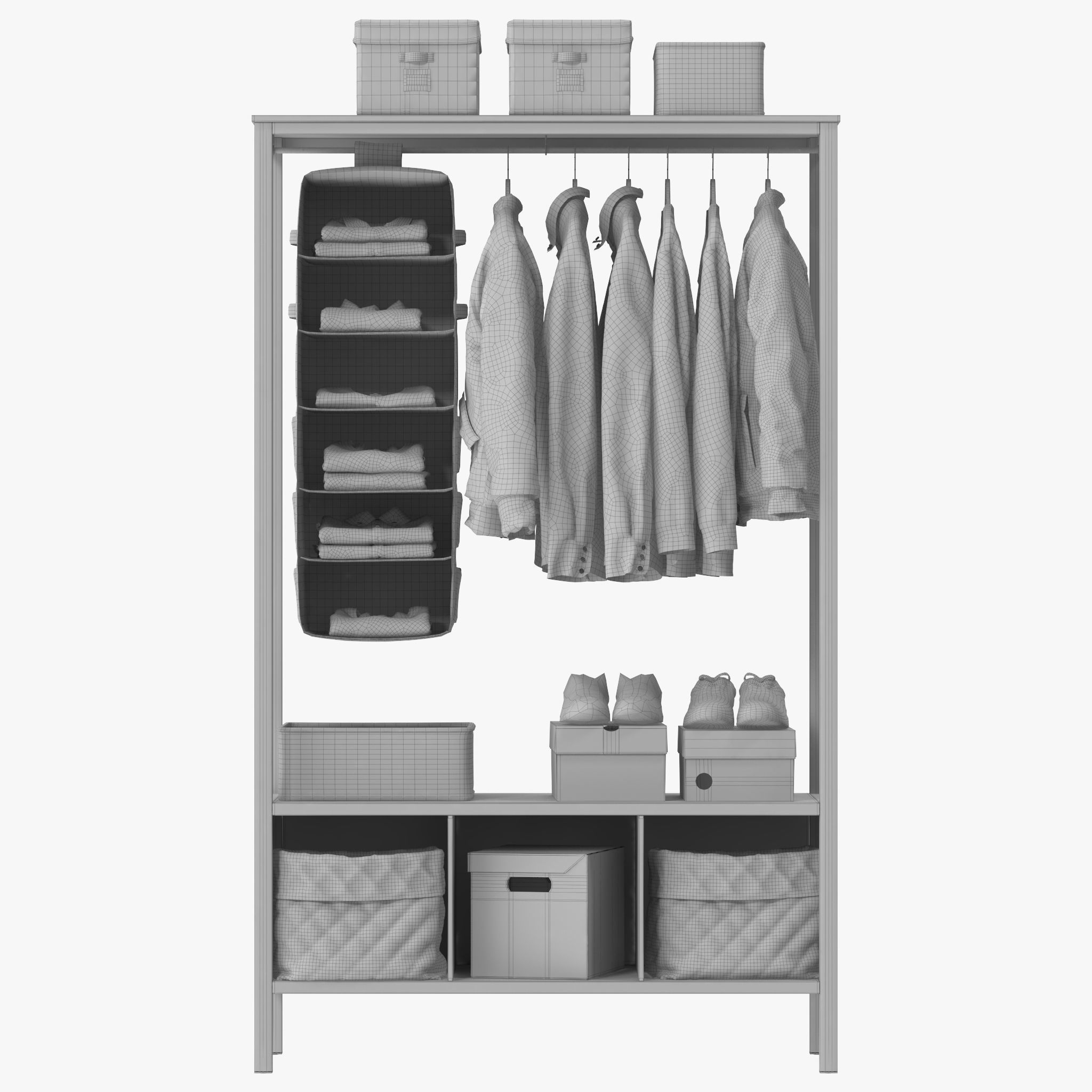 HEMNES Open wardrobe 3D model_10