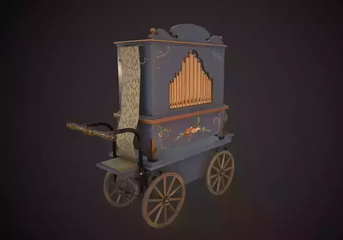 Street organ Low-poly 3D model