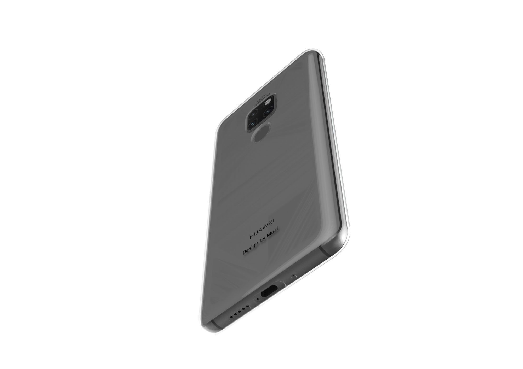 Huawei mate 20 transparent rubber case 3D print model_5