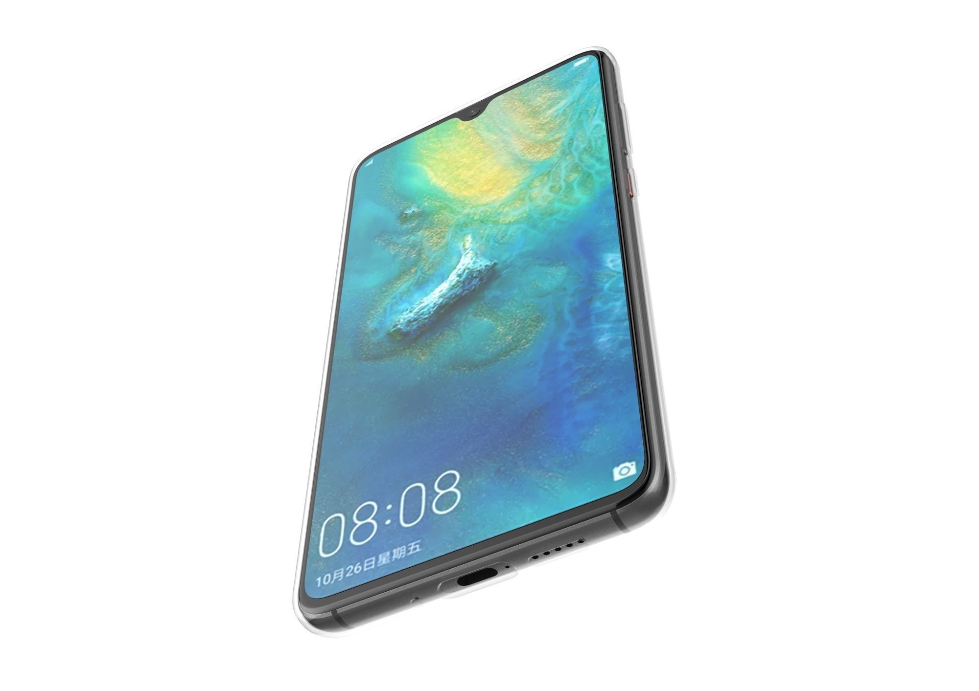 Huawei mate 20 transparent rubber case 3D print model_3