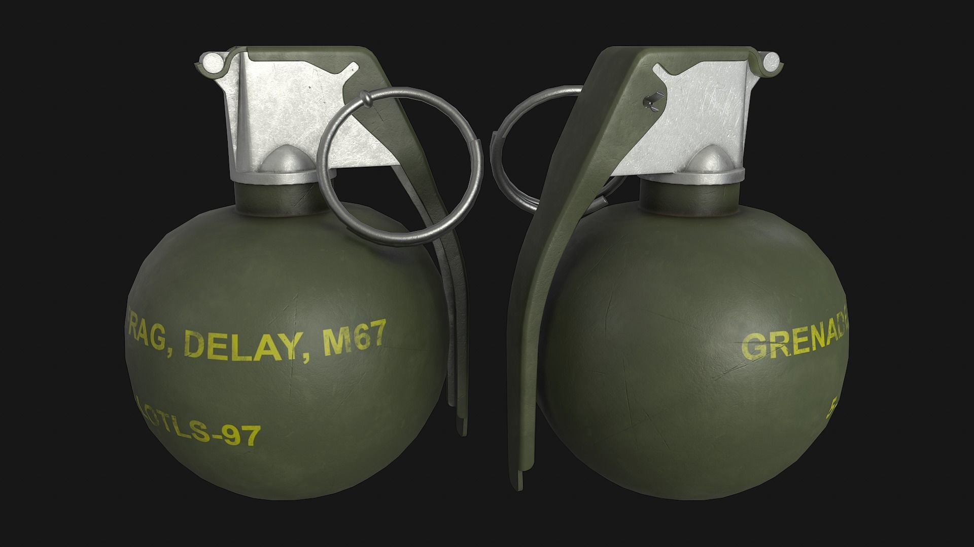 M67 Grenade Low-poly 3D model_5