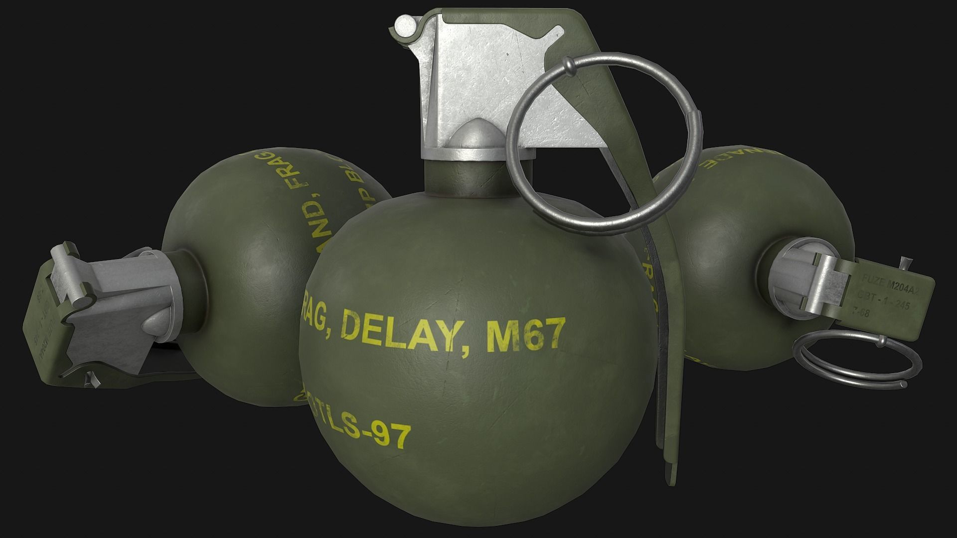 M67 Grenade Low-poly 3D model_1
