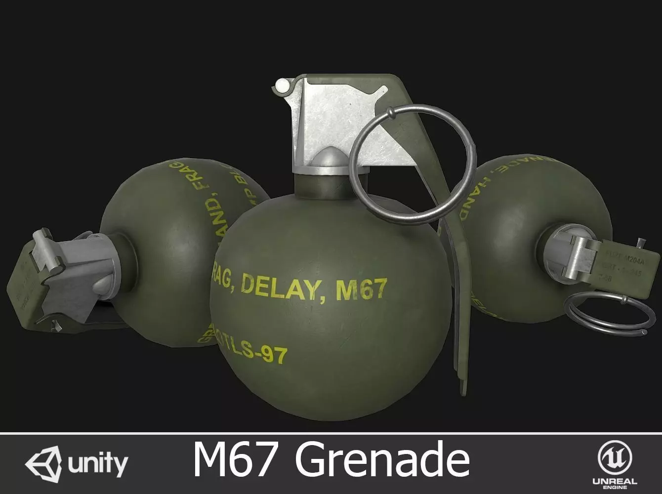 M67 Grenade Low-poly 3D model_0