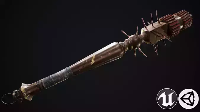 Mace T weapon with spikes Low-poly 3D model