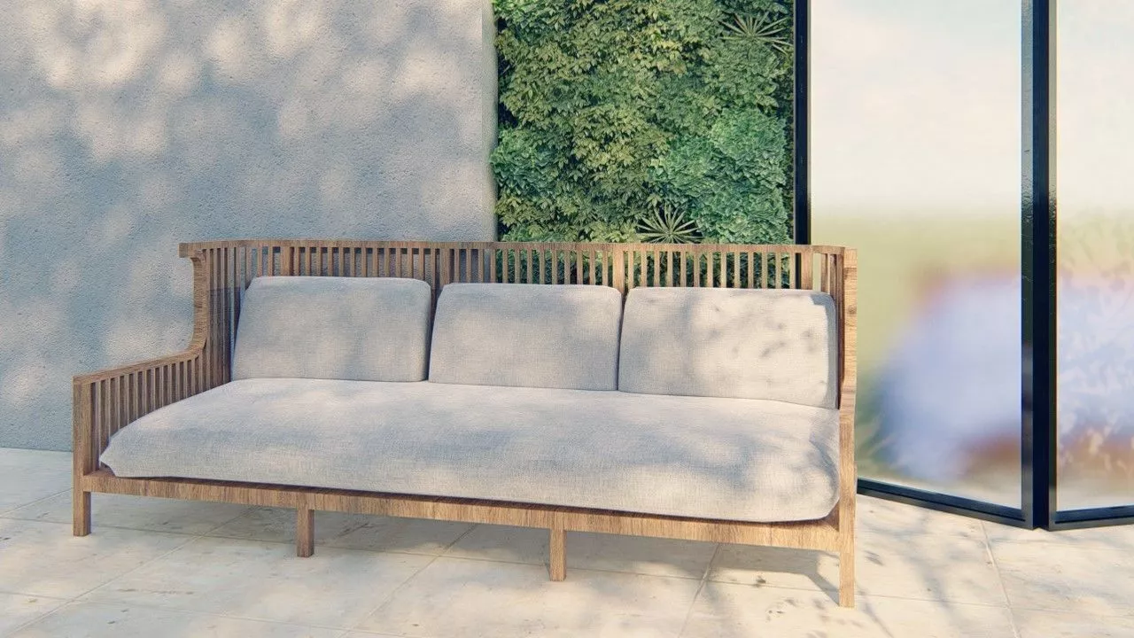 Scandinavian outdoor couch 3D model
