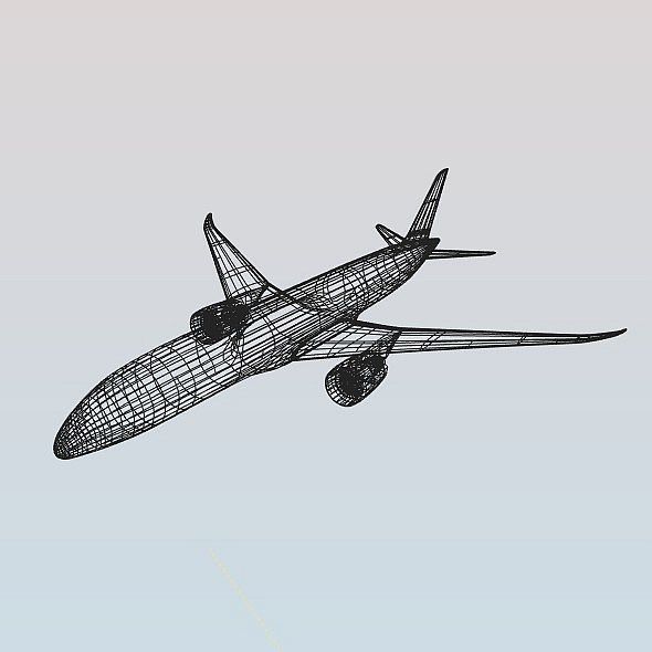 Boeing 787-9 lowpoly airliner Low-poly 3D model_11