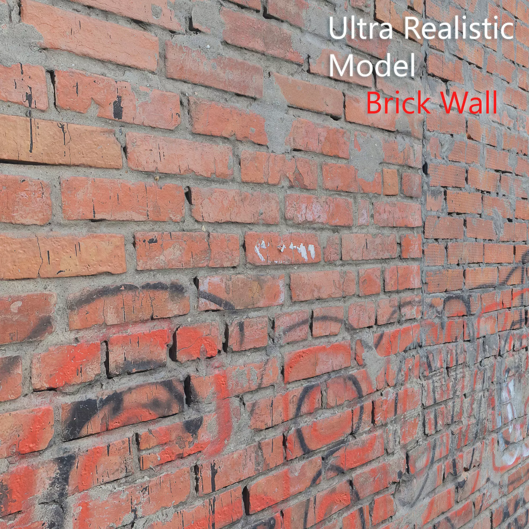 Ultra realistic Brick Old wall 3D model_0