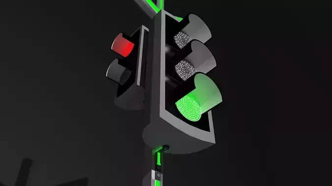 Traffic Lights with Led 3D model