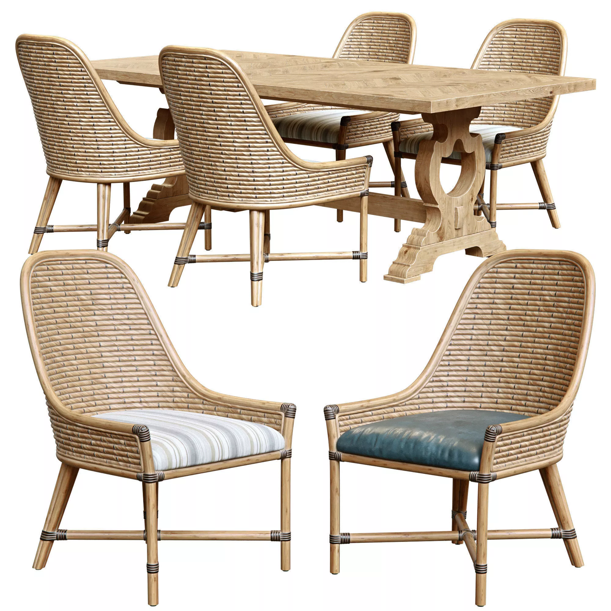 Keeling woven side chair farmington rectangular dinning table 3D model