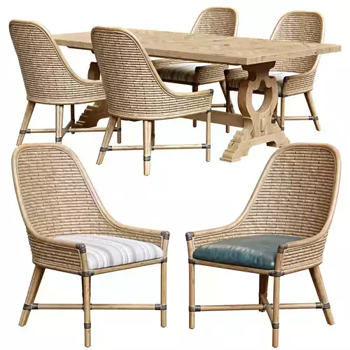 Keeling woven side chair  farmington rectangular dinning table