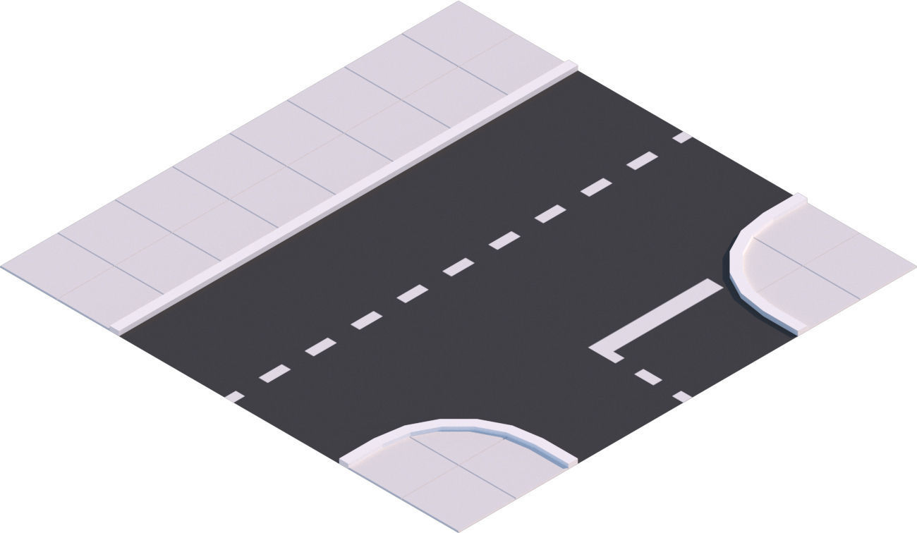 Low Poly Road Tiles Low-poly 3D model_6