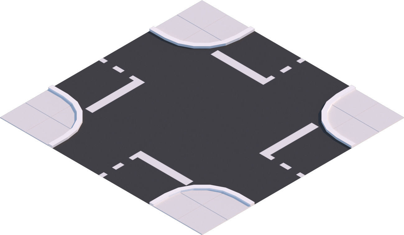 Low Poly Road Tiles Low-poly 3D model_7