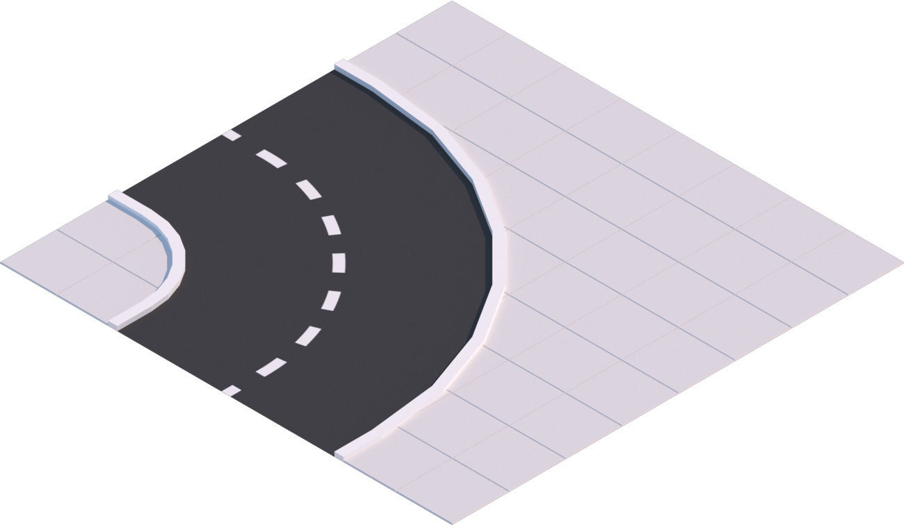 Low Poly Road Tiles Low-poly 3D model_11