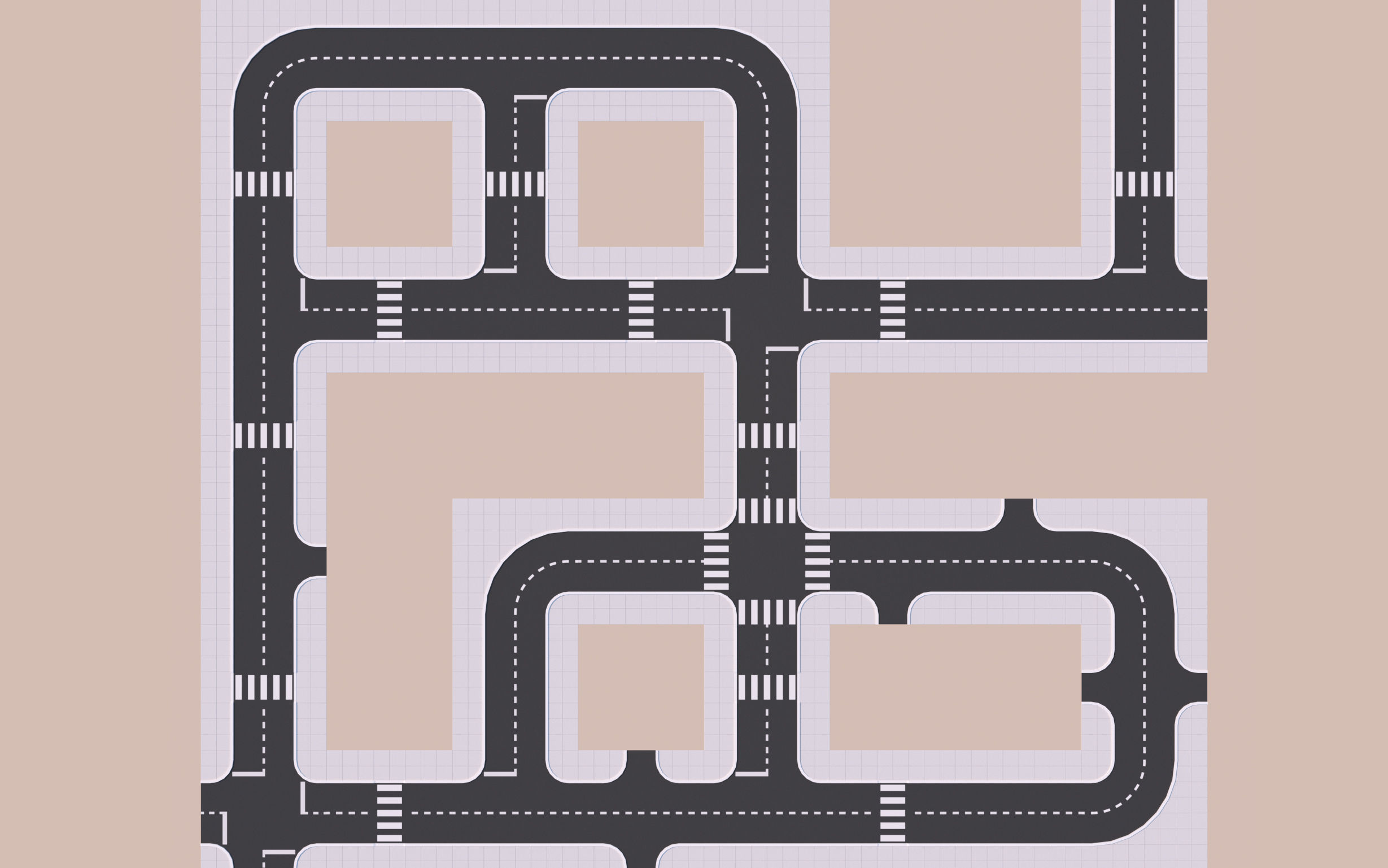 Low Poly Road Tiles Low-poly 3D model_2