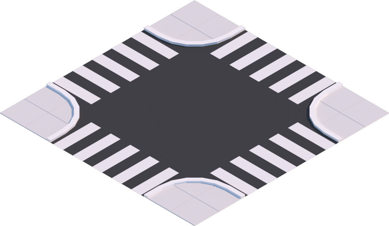 Low Poly Road Tiles Low-poly 3D model_8