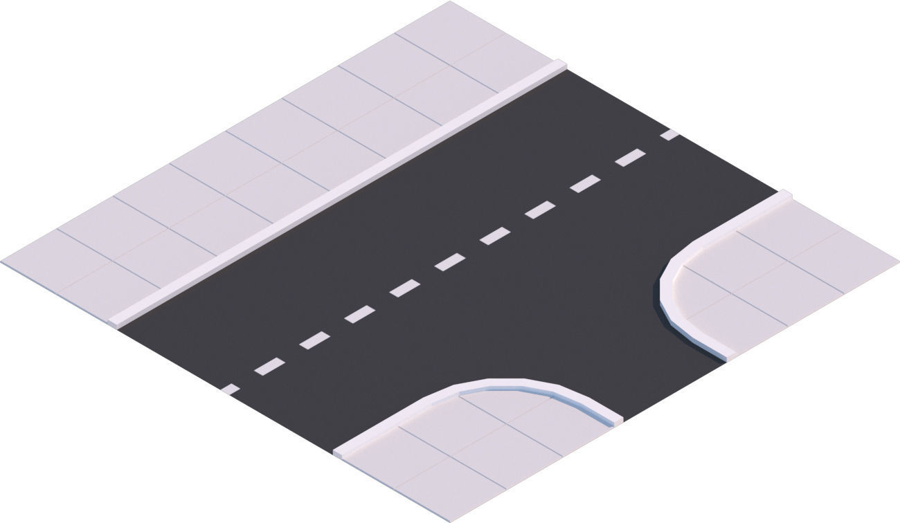 Low Poly Road Tiles Low-poly 3D model_4