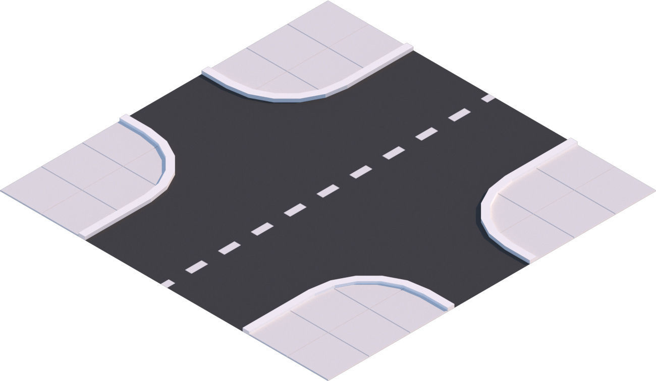 Low Poly Road Tiles Low-poly 3D model_5