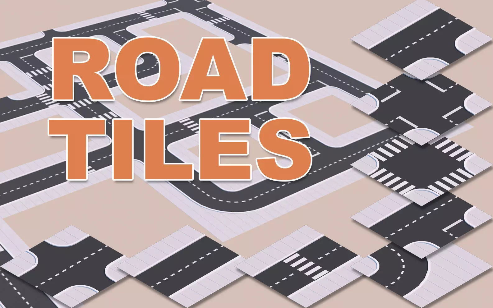 Low Poly Road Tiles Low-poly 3D model_0