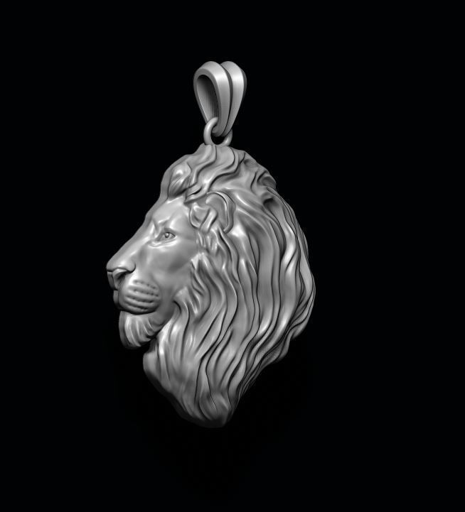 lion pendant 3D print model_4