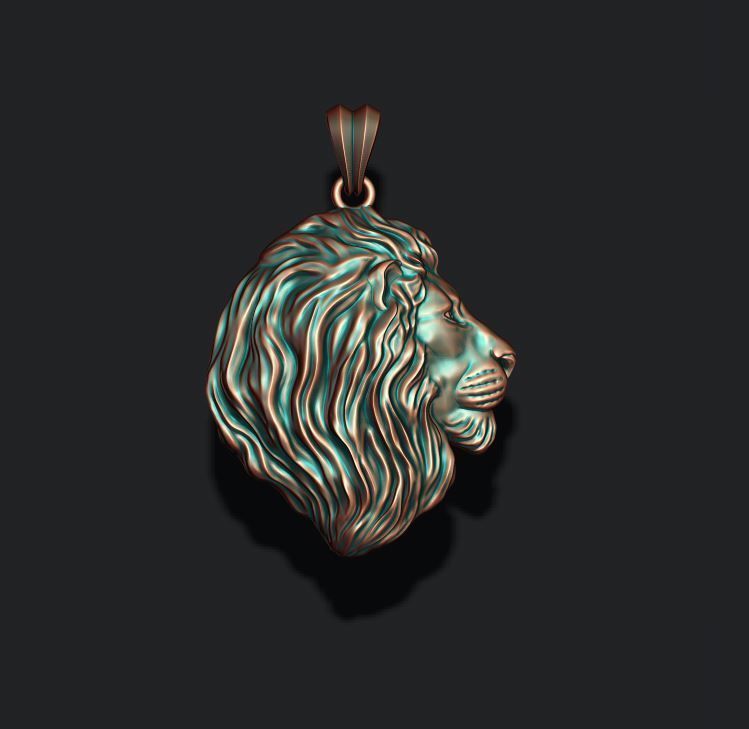 lion pendant 3D print model_1