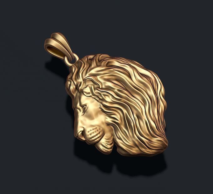 lion pendant 3D print model_2