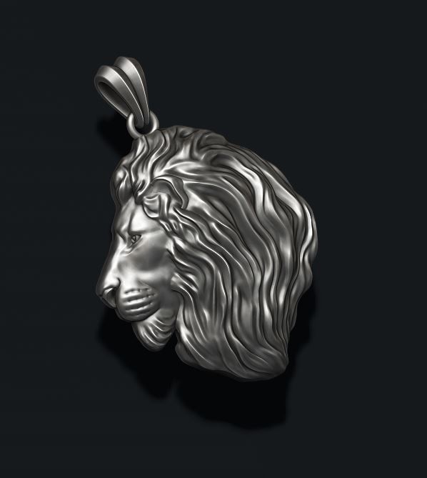 lion pendant 3D print model_5